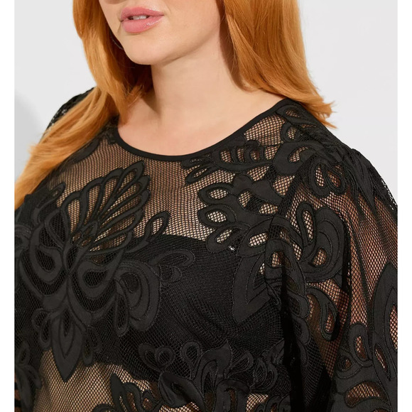 Torrid Mesh Embroidery Long Sleeve Top Plus Size 4 4X Witchy Grunge Whimsigoth - Picture 3 of 14